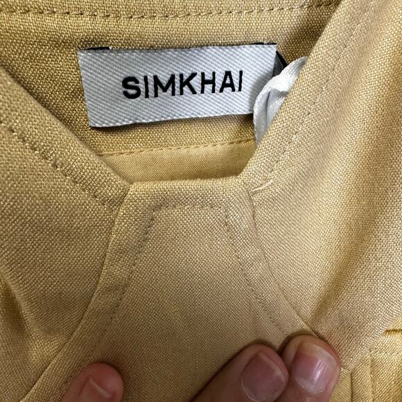 NWT Simkhai in Natural Sleeveless Kai Linen Blend Belted Bustier Romper Womens 2 - Picture 7 of 9